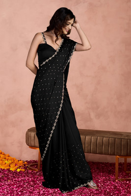 Anjani Textile Embellished Bollywood Tussar Silk Saree(Black)