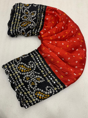 vaanisri Printed Bandhani Chiffon Saree(Red)