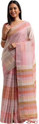 Divastri Self Design Bollywood Linen Saree(Pink)