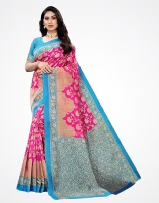 Suali Printed Mysore Pure Silk Saree(Pink)