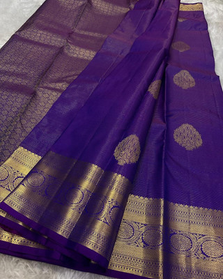 MIRMAN Woven Banarasi Pure Silk Saree(Light Blue)