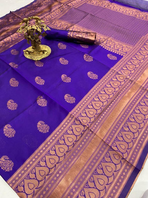 ZILVIRA Woven Dharmavaram Jacquard, Art Silk Saree(Purple)