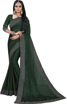Break Creation Embellished Bollywood Georgette Saree(Green)