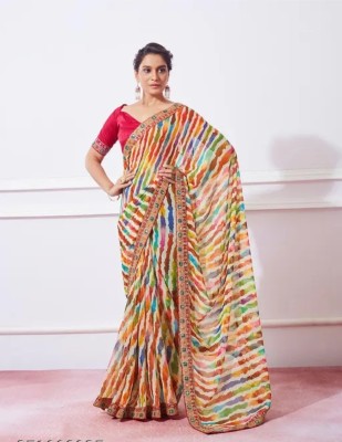 vallavi fashion Embroidered Bollywood Georgette Saree(Multicolor)