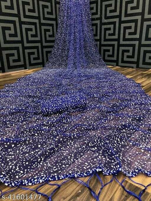 BHAGWATI ART Self Design Bollywood Net Saree(Blue)