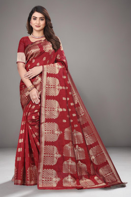 SuperLaxmi Woven Kanjivaram Pure Silk, Art Silk Saree(Pink)