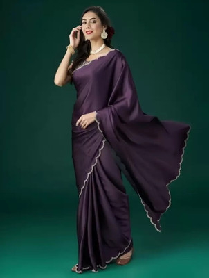 siddharth textiles Solid/Plain Bollywood Georgette Saree(Purple)