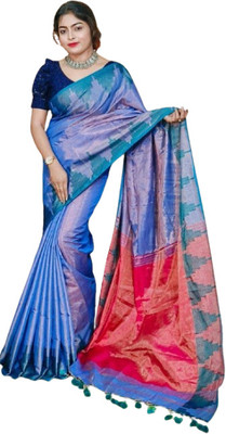 kalpana handloom Solid/Plain Tant Tissue Saree(Multicolor)