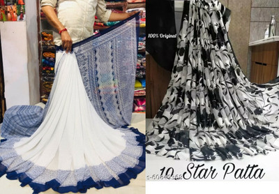 Sitanjali Polka Print Bollywood Georgette Saree(Pack of 2, Dark Blue)