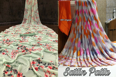 Sanjana Silk Floral Print Bollywood Georgette Saree(Pack of 2, Green)