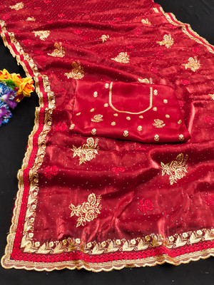 Keshav Creation Embroidered Bollywood Jimmy choo Saree(Red)