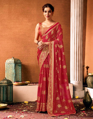 Samah Printed Bollywood Georgette Saree(Red)