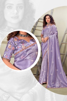 Shilpkala Fashions Printed Bollywood Chiffon Saree(Purple)