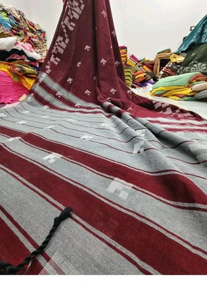 Anita Self Design Saree with Attached Blouse Khadi Saree(Red)