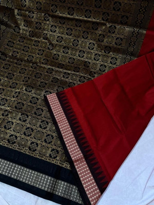 ajmera fashion Self Design Sambalpuri Art Silk Saree(Red)