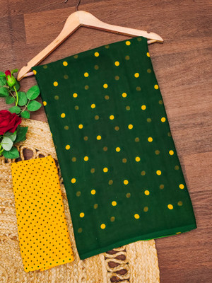 Anand Sarees Polka Print Daily Wear Georgette Saree(Yellow, Green)