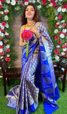 PARAMPARA CREATION Woven Kanjivaram Pure Silk Saree(Blue)