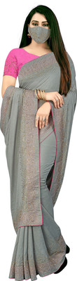 pUNYATHA CREATION Self Design, Solid/Plain Bollywood Art Silk Saree(Grey)