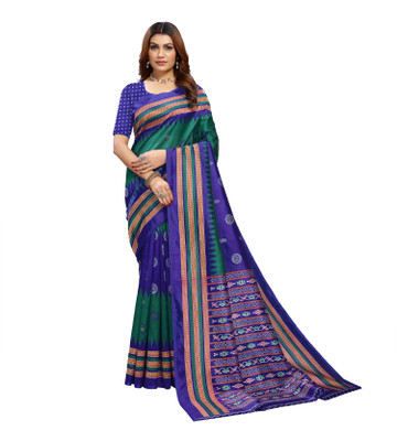 Kanooda Prints Printed Mysore Art Silk Saree(Multicolor)
