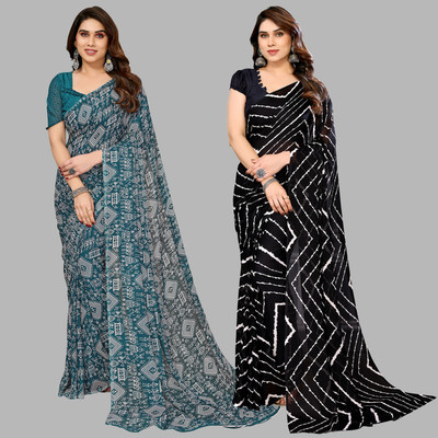 kashvi sarees Printed Daily Wear Georgette Saree(Pack of 2, Multicolor)
