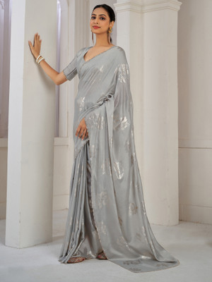 Sareemall Printed Bollywood Pure Silk Saree(Grey)