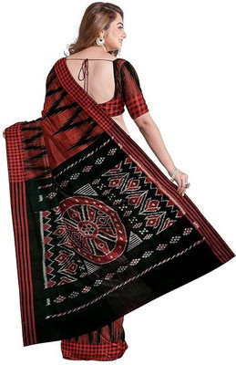 handloom paridhaan Temple Border, Woven Handloom Handloom Pure Cotton Saree(Maroon)