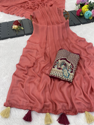 K 5 FASHION Embellished Bollywood Georgette Saree(Orange)