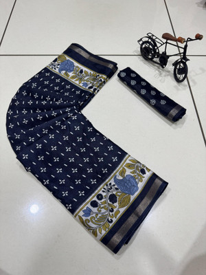 Chandan Fabrics Printed Kalamkari Mulmul Saree(Black)