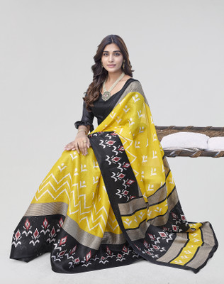 Nirvaan Printed Bollywood Art Silk Saree(Yellow)