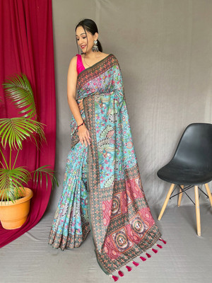 SGF11 Self Design Handloom Cotton Linen Saree(Blue)