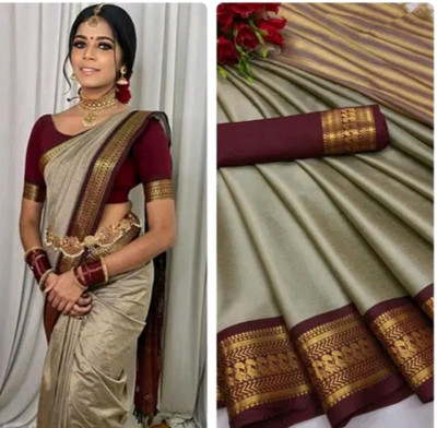Vijaylaxmi Self Design Bollywood Silk Blend Saree(Mustard)