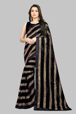 LADY SHOPI Embellished Bollywood Georgette Saree(Black)