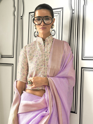 Sareemall Woven Banarasi Chiffon Saree(Purple)