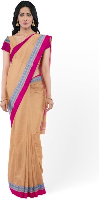 Avishya Striped Handloom Pure Cotton Saree(Brown)