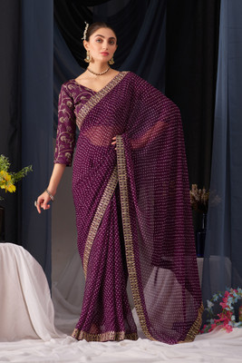 NETRA BOUTIQUE Self Design Bollywood Georgette Saree(Purple)