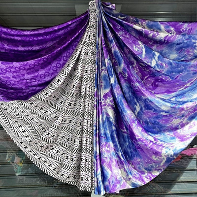 Bombey Velvat Fab Floral Print Banarasi Art Silk, Silk Blend Saree(Purple)
