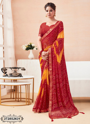 STYLEVEDA Printed Bollywood Georgette Saree(Red)