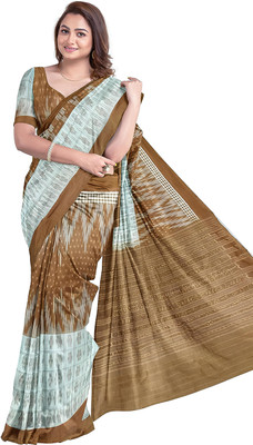 handloom paridhaan Temple Border, Self Design, Hand Painted Sambalpuri Handloom Pure Cotton Saree(Brown)
