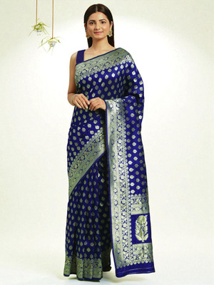 LERYZA Woven Banarasi Jacquard Saree(Blue)