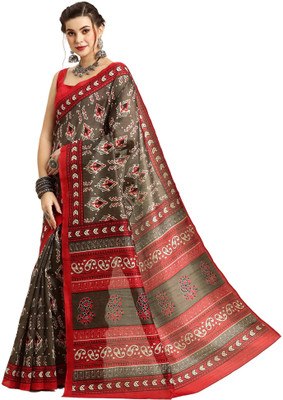 Akhilam Embroidered Mysore Art Silk Saree(Grey)
