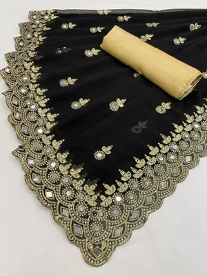 Suali Embroidered Bollywood Georgette Saree(Black)
