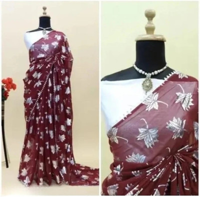 MANISHA Digital Print Bollywood Pure Silk Saree(Maroon)