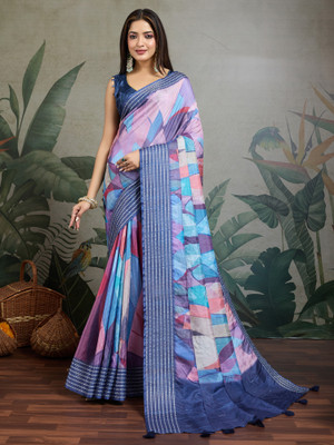 Sareemall Printed Daily Wear Tussar Silk Saree(Blue)