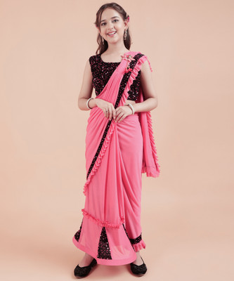 XOOM LADY Self Design Bollywood Lycra Blend Saree(Red)