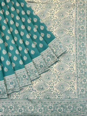 GORAL Printed Kanjivaram Art Silk, Jacquard Saree(Light Blue)