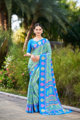 Elite Fashion Printed Bollywood Crepe Saree(Blue)