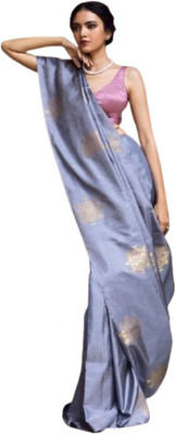 WOMENELEGENCE Embellished Banarasi Pure Silk Saree(Grey)