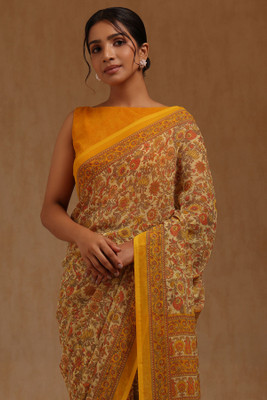 soch Floral Print Daily Wear Georgette Saree(Yellow)
