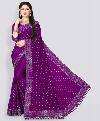 vishnu laxmi creation Self Design Chanderi Art Silk Saree(Purple)