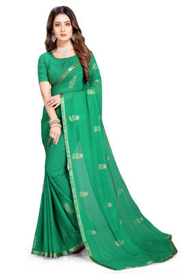 mahalaxmi fab Embroidered Bollywood Chiffon Saree(Light Green)